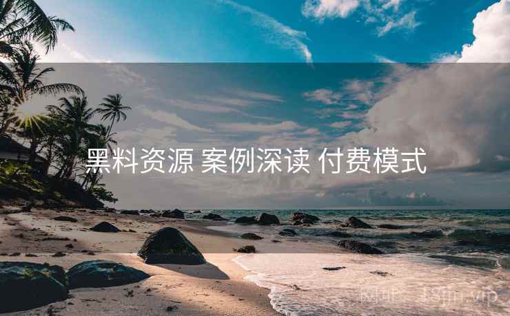 黑料资源 案例深读 付费模式